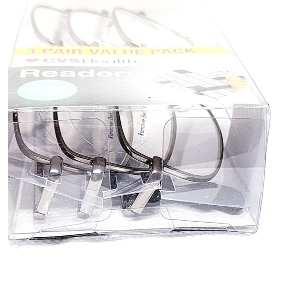 2019 CVS Health 3 Pair Value Pack +1.50 Jacob 2.0 Gun Metal Gray Readers Reading - Picture 2 of 16